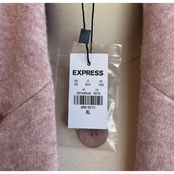 NEW EXPRESS KNIT BlAZER KNIT KIT PINK ONE BUTTON BLAZER SZ XL - Picture 8 of 9